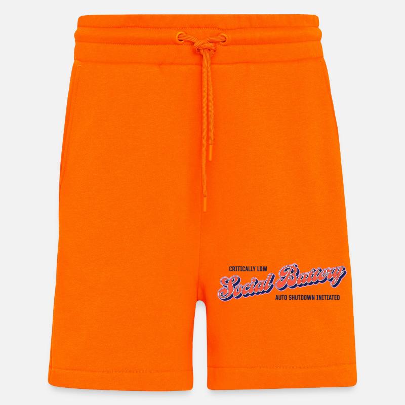 Battery level: Social empty – autoshutdown activated - Shorts - made by SPREAD - SUNSET ORANGE