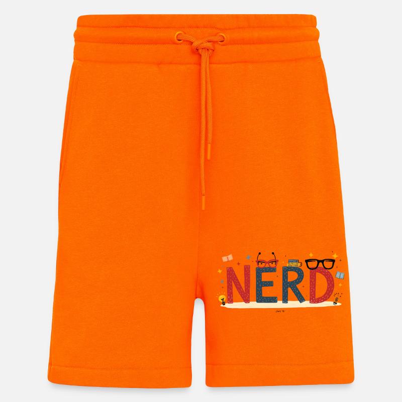 Nerd mit Riesenbuchstaben und Brille - Shorts - made by SPREAD - SUNSET ORANGE