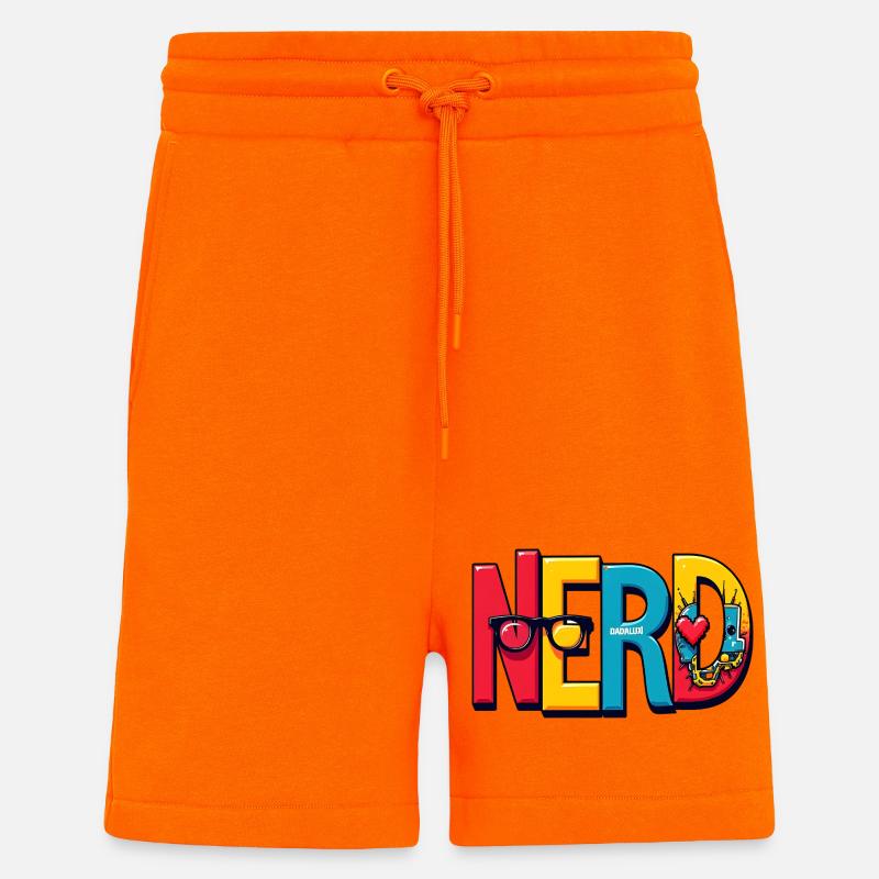 Nerd Chromatique Typographie 3D - Short bio décontracté fabriqué en UE - SUNSET ORANGE