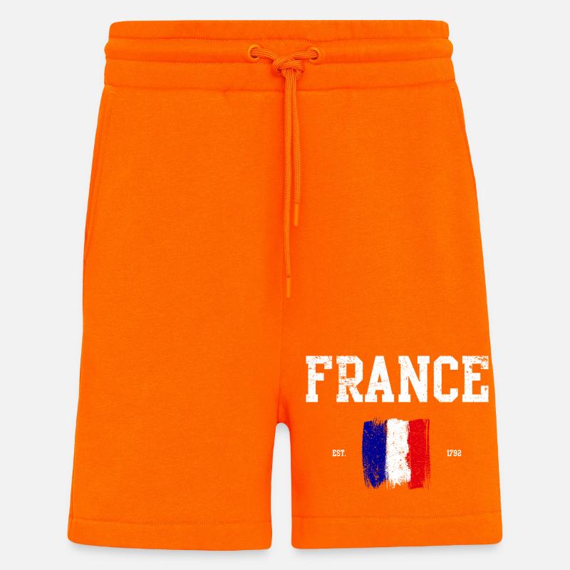 Drapeau français Traits de peinture Design - Short bio décontracté fabriqué en UE - SUNSET ORANGE