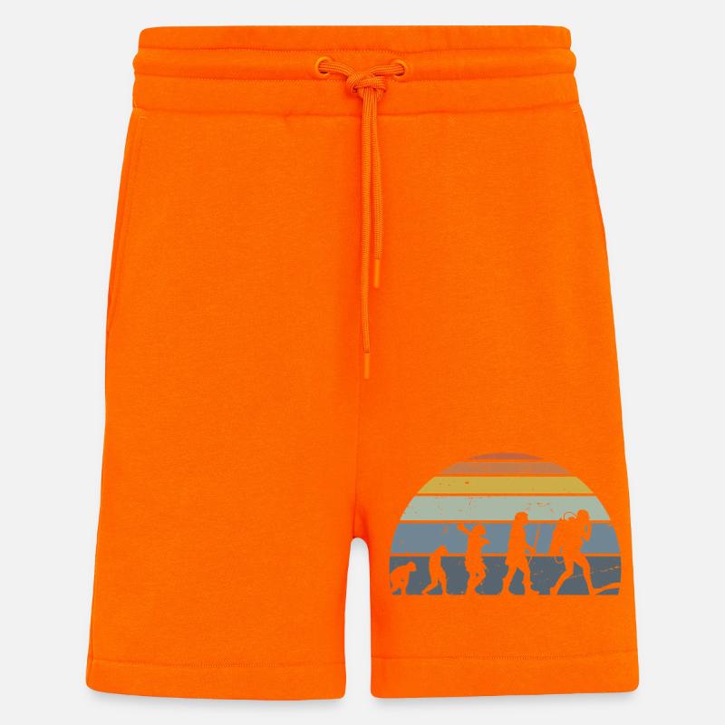 Evolution of Humanity Silhouette Design - Shorts - made by SPREAD - SUNSET ORANGE