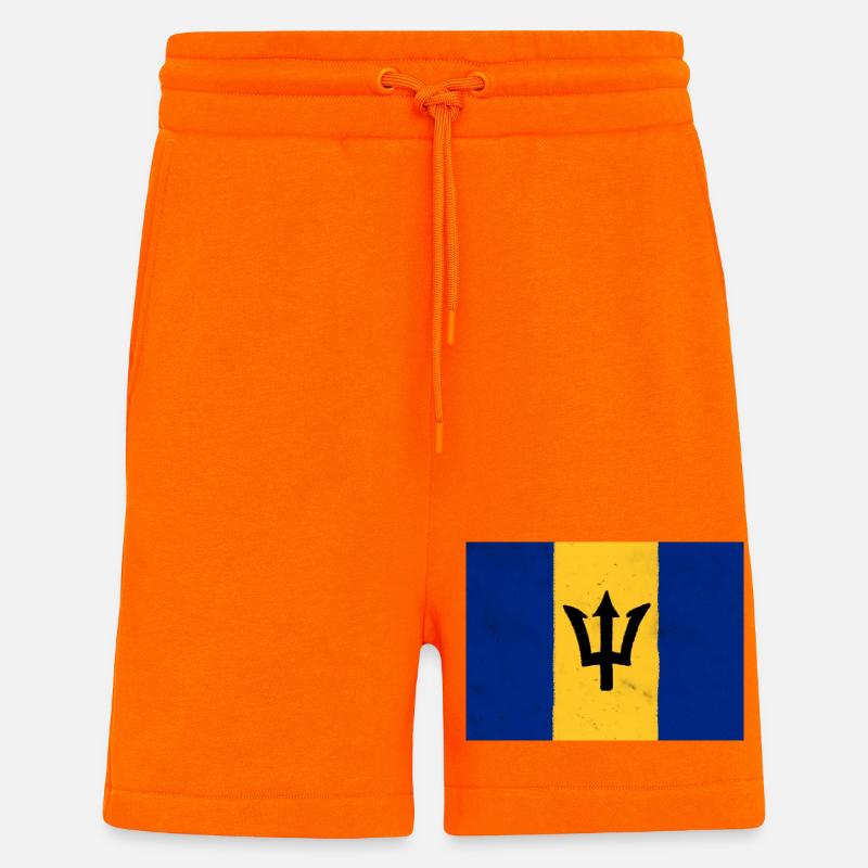 Drapeau de la Barbade - Short bio décontracté fabriqué en UE - SUNSET ORANGE
