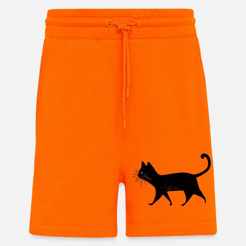 Chat noir élégant - Short bio décontracté fabriqué en UE - SUNSET ORANGE