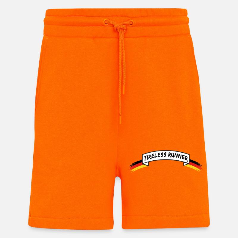 Coureur infatigable | Bannière allemande - Short bio décontracté fabriqué en UE - SUNSET ORANGE