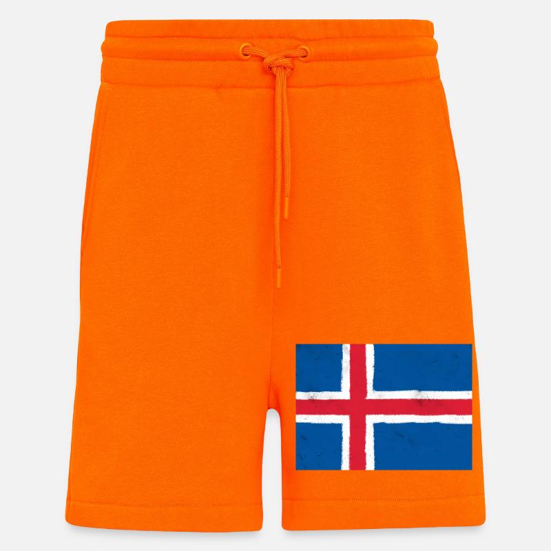 Drapeau de l’Islande - Short bio décontracté fabriqué en UE - SUNSET ORANGE
