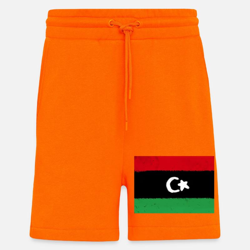 Drapeau de la Libye - Short bio décontracté fabriqué en UE - SUNSET ORANGE