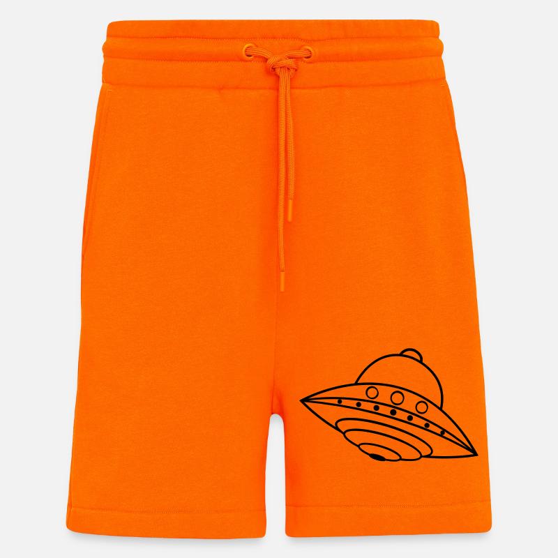 OVNI Alien Ship Space Doodle - Short bio décontracté fabriqué en UE - SUNSET ORANGE