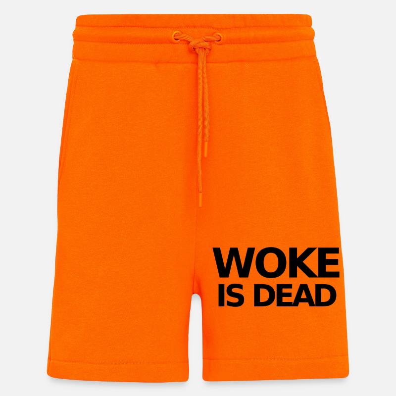 Déclaration WOKE IS DEAD - Short bio décontracté fabriqué en UE - SUNSET ORANGE