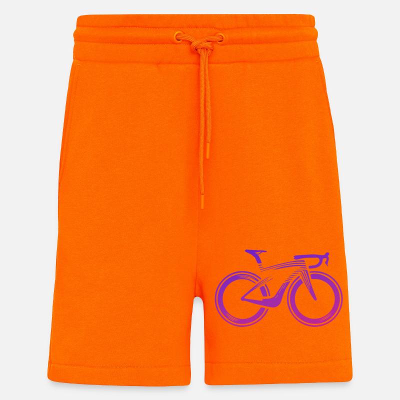 Design de vélo abstrait en violet - Short bio décontracté fabriqué en UE - SUNSET ORANGE