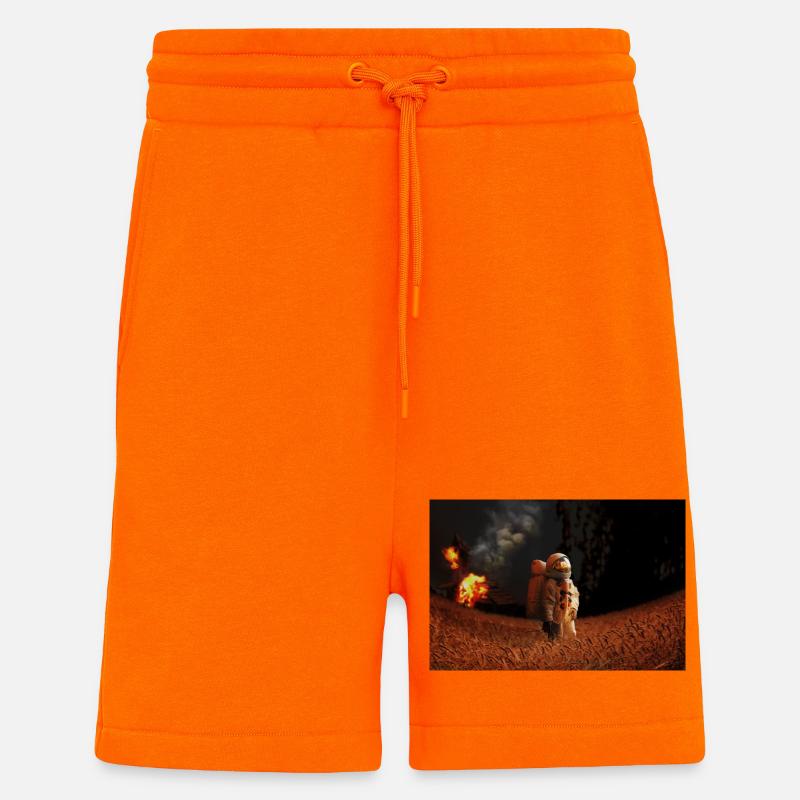 Astronaut auf der zerstörten Erde - Shorts - made by SPREAD - SUNSET ORANGE