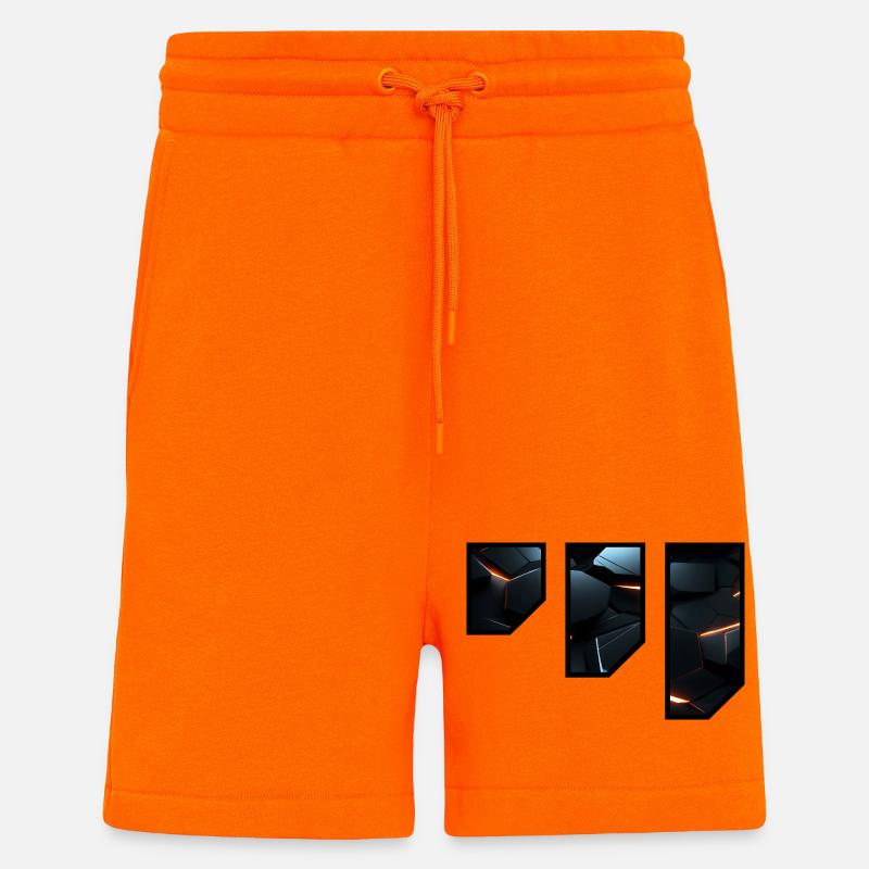 Futuristic Geometric Light Pattern - Shorts - made by SPREAD - SUNSET ORANGE