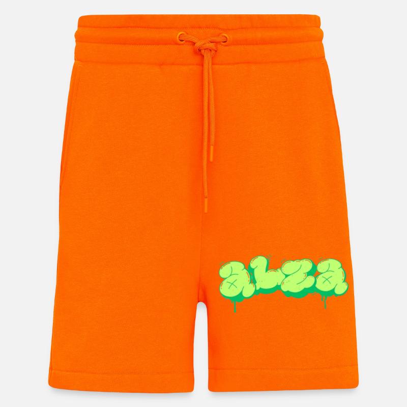 Conception de style graffiti vert vif - Short bio décontracté fabriqué en UE - SUNSET ORANGE