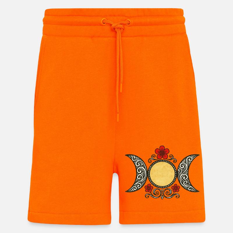 Phases de la Lune céleste - Short bio décontracté fabriqué en UE - SUNSET ORANGE