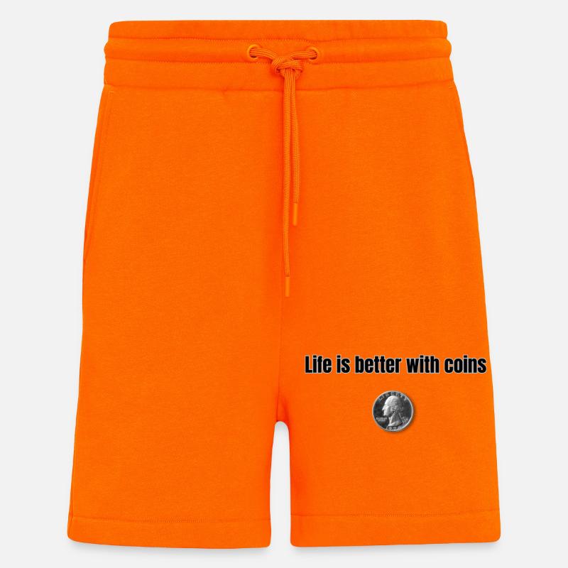 Life is better with Coins - Schwarz - Shorts - made by SPREAD - SUNSET ORANGE