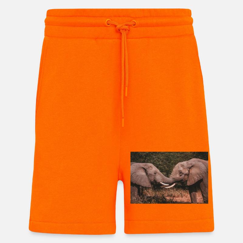 Elephants Intertwining Trunks  - Shorts - made by SPREAD - SUNSET ORANGE