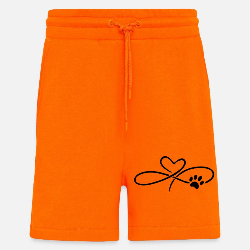 Infinity Herz mit Pfote Katze Hund - Shorts - made by SPREAD - SUNSET ORANGE
