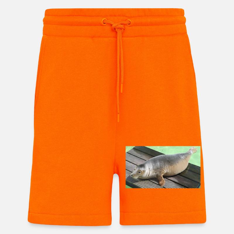 Bébé phoque à Texel - Short bio décontracté fabriqué en UE - SUNSET ORANGE