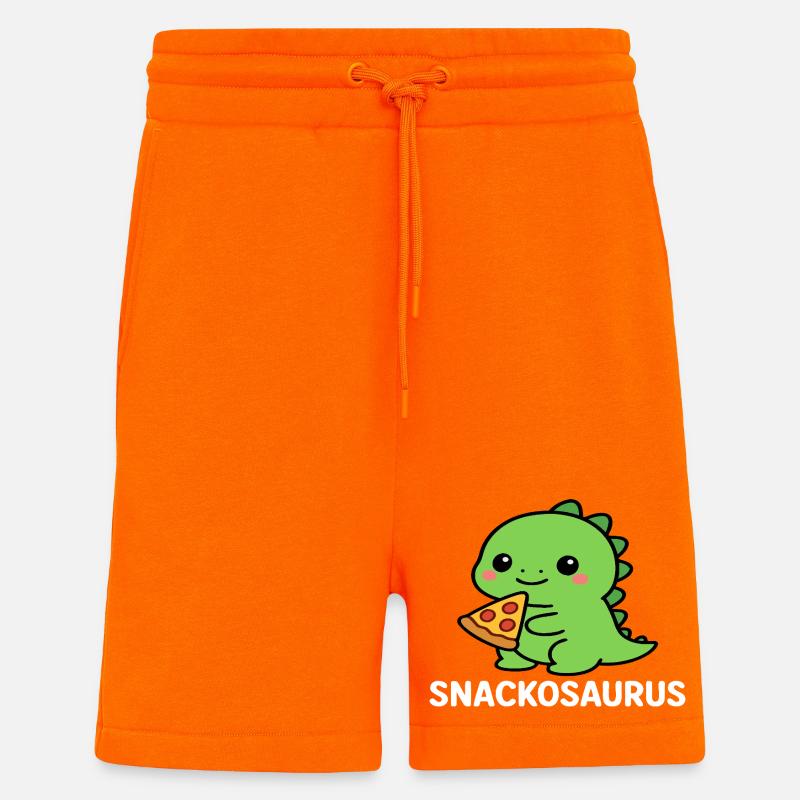 Playful dinosaur with pizza slice - Shorts - made by SPREAD - SUNSET ORANGE