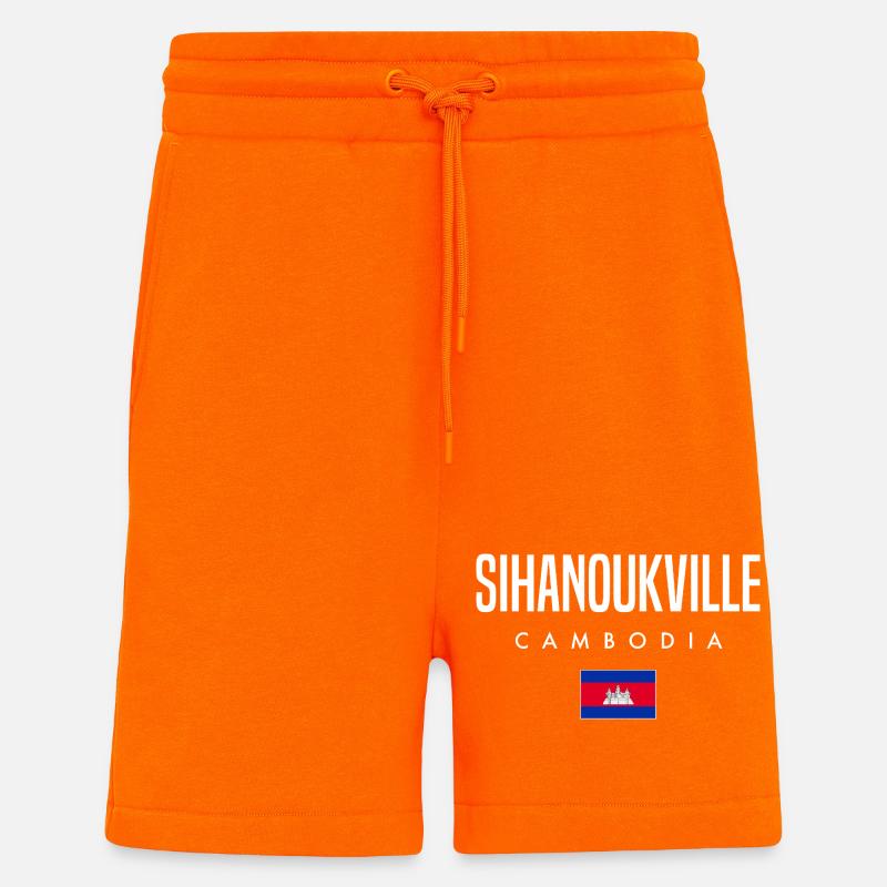 Sihanoukville Cambodge Khmer - Short bio décontracté fabriqué en UE - SUNSET ORANGE