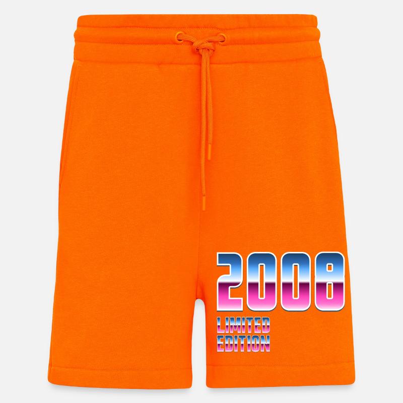 Néon Rétro 2008 18e anniversaire - Short bio décontracté fabriqué en UE - SUNSET ORANGE