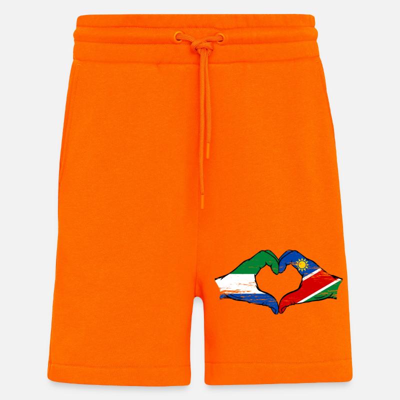 Sierra_Leone_Namibia_Flagge_Haende_Herzform_use - Short bio décontracté fabriqué en UE - SUNSET ORANGE