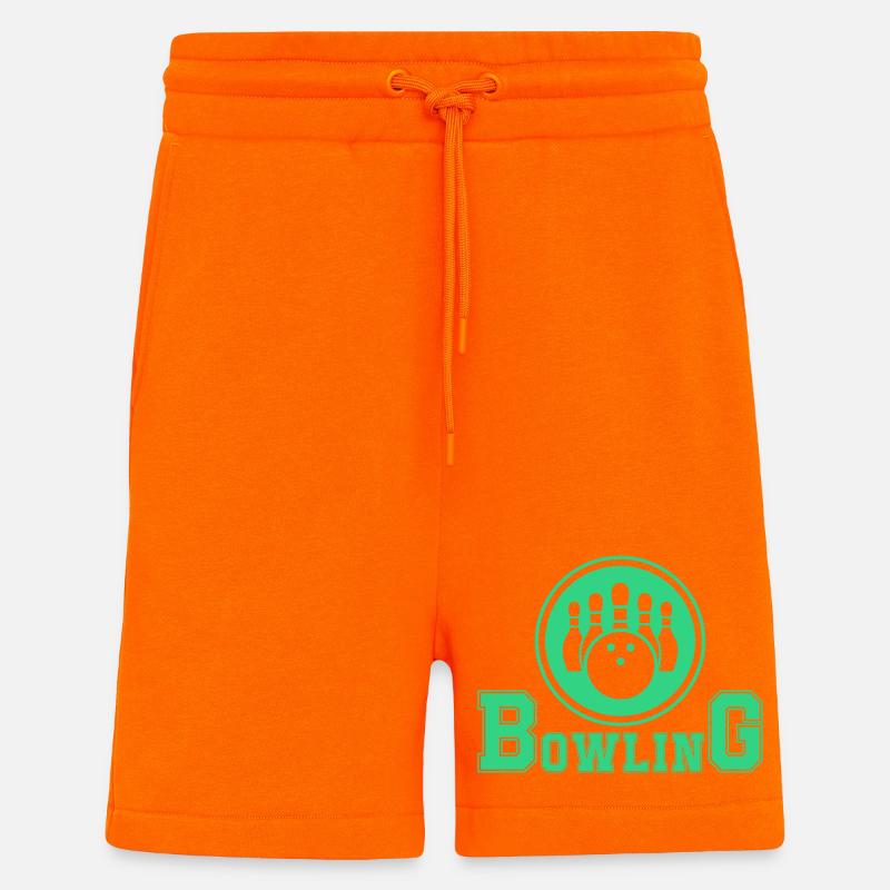 Conception de main de bowling rétro - Short bio décontracté fabriqué en UE - SUNSET ORANGE