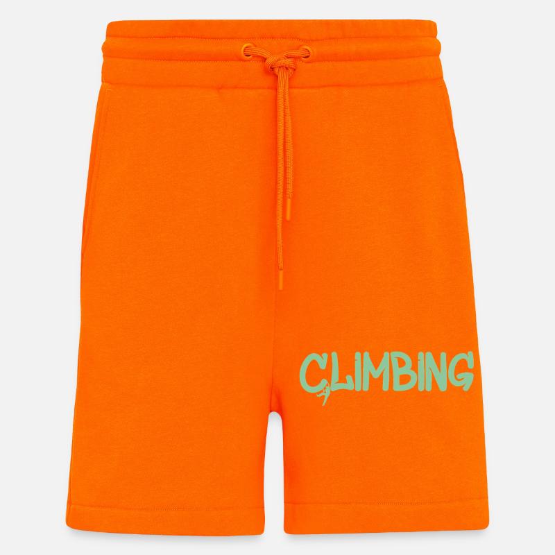 Grimpe Graffiti : Logo d’escalade - Short bio décontracté fabriqué en UE - SUNSET ORANGE