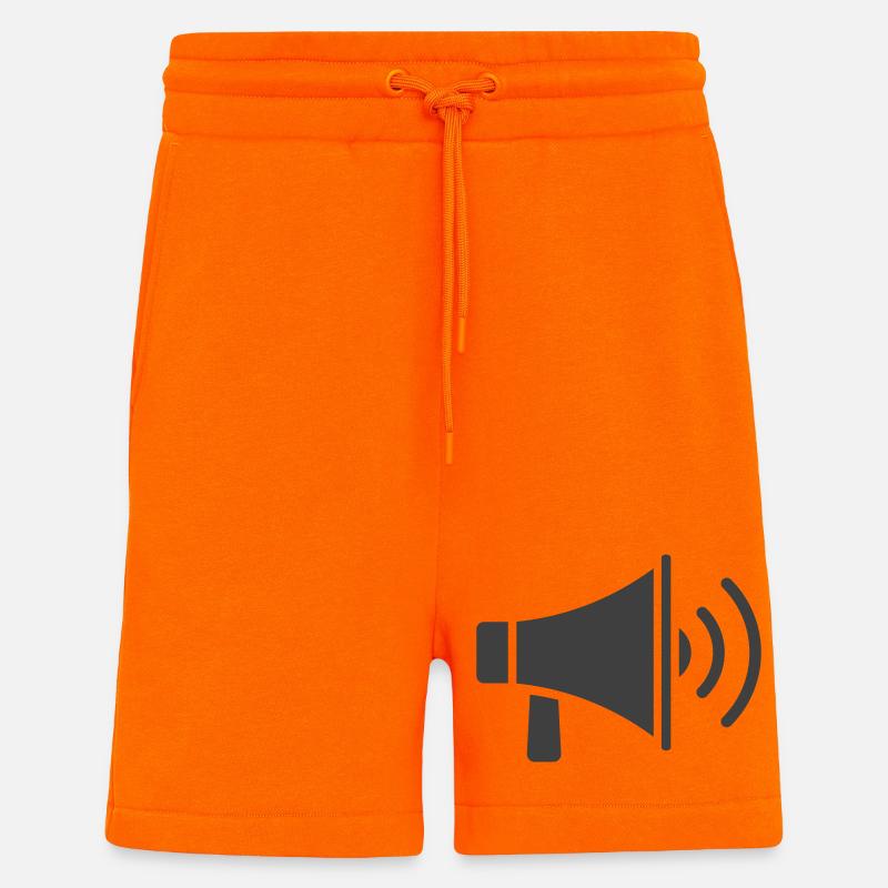 Conception d’icône de mégaphone - Short bio décontracté fabriqué en UE - SUNSET ORANGE