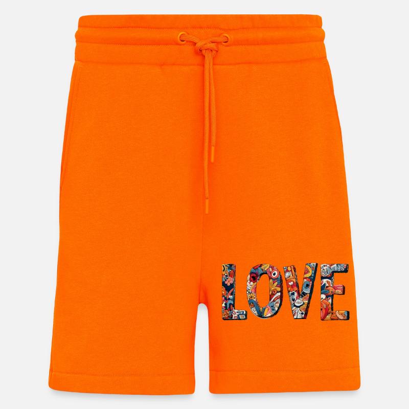 Creative Graffiti LOVE Design - Shorts - made by SPREAD - SUNSET ORANGE