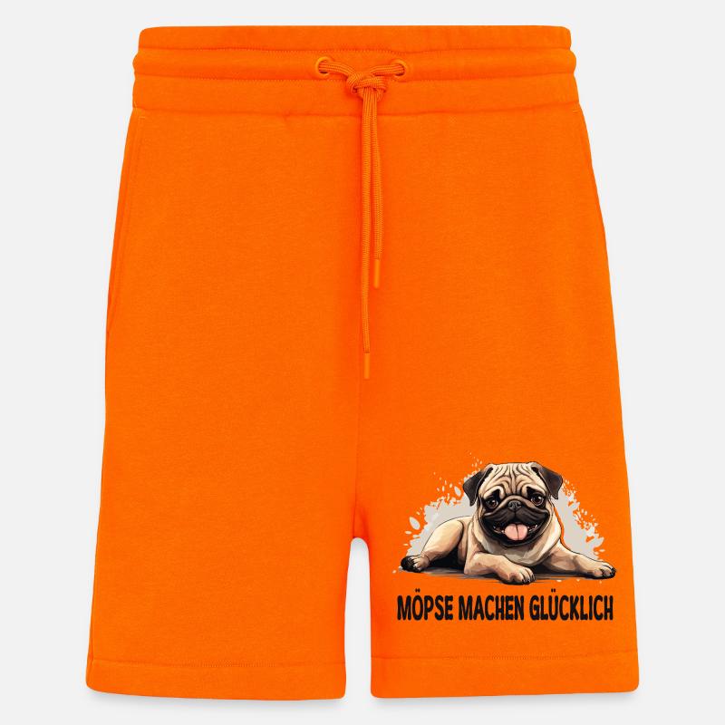 Möpse machen glücklich – Mops Fun Shirt - Shorts - made by SPREAD - SUNSET ORANGE