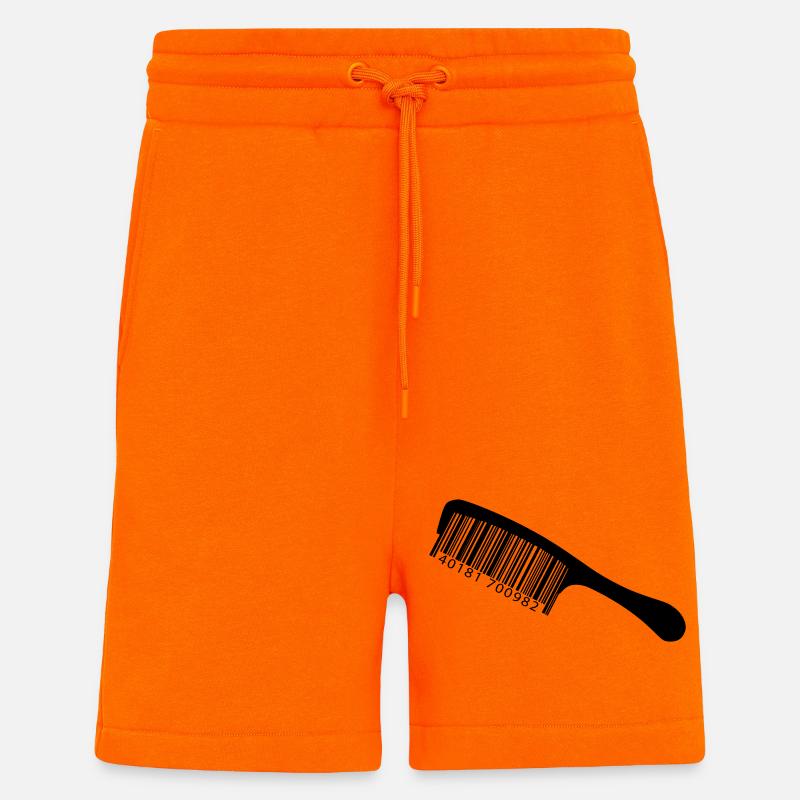 Illustration peigne avec code-barre - Short bio décontracté fabriqué en UE - SUNSET ORANGE