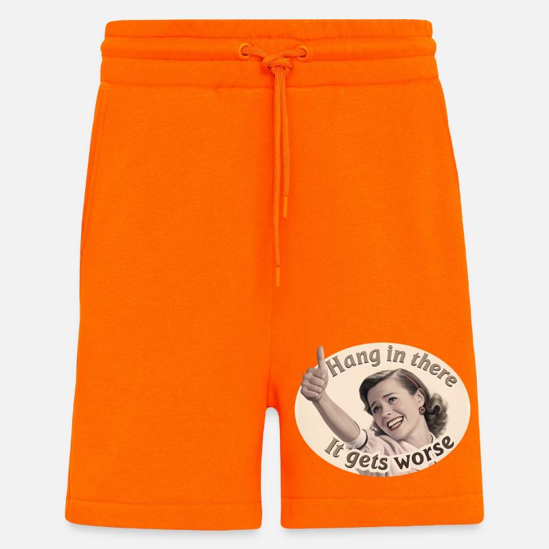 Restez à l’écoute, ça empire - Short bio décontracté fabriqué en UE - SUNSET ORANGE