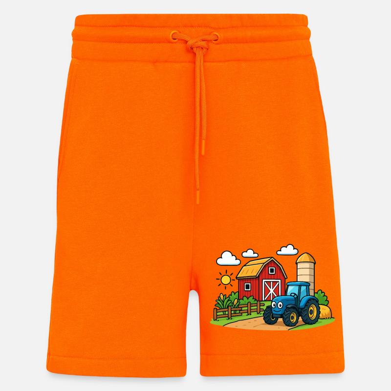 Lustiger Bauernhof mit Traktor - Shorts - made by SPREAD - SUNSET ORANGE