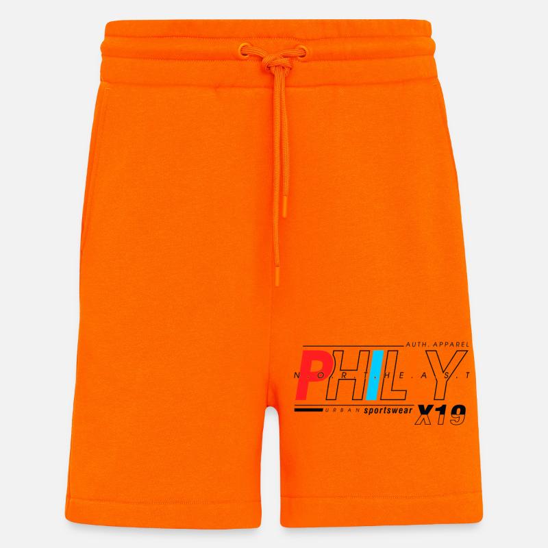 Conception de motifs géométriques abstraits - Short bio décontracté fabriqué en UE - SUNSET ORANGE