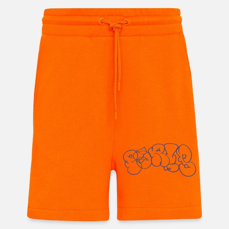 Blauer Graffiti Schriftzug im Paris Style - Shorts - made by SPREAD - SUNSET ORANGE