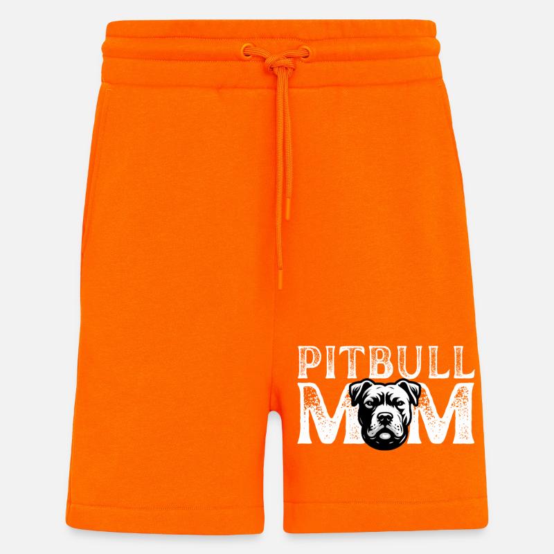 Portrait Maman Pitbull - Short bio décontracté fabriqué en UE - SUNSET ORANGE