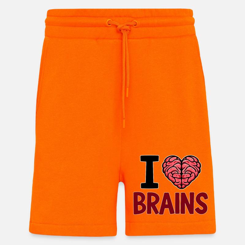 I Love Brains Zombie Spruch - Shorts - made by SPREAD - SUNSET ORANGE