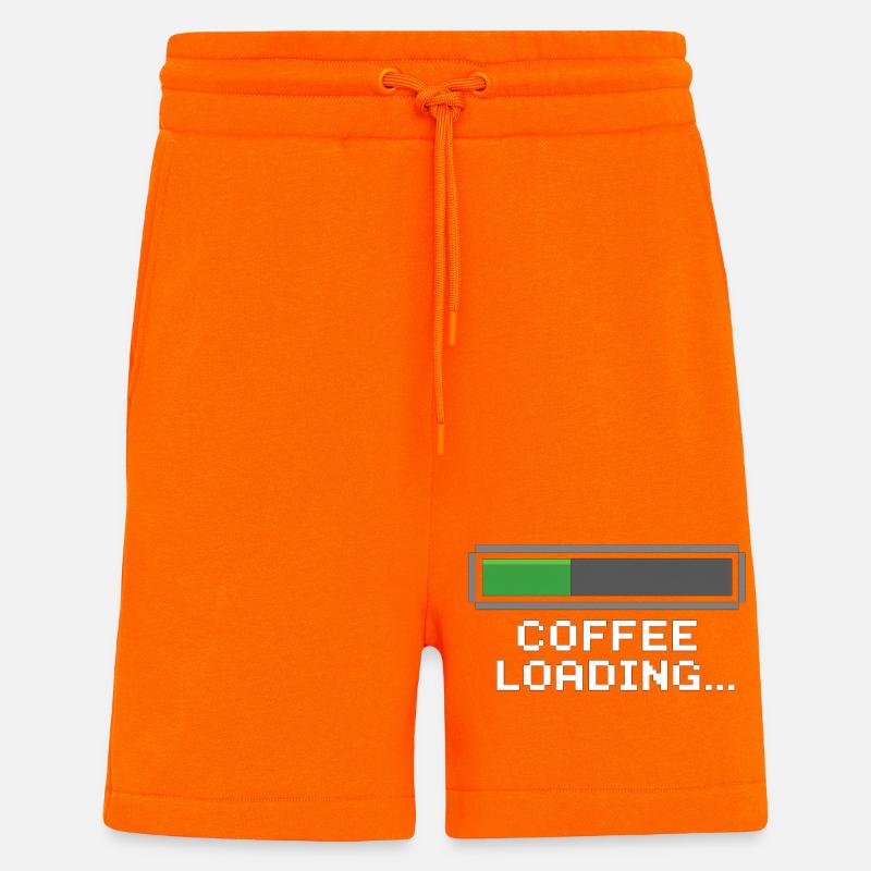 Barre de chargement de café Pixel - Short bio décontracté fabriqué en UE - SUNSET ORANGE