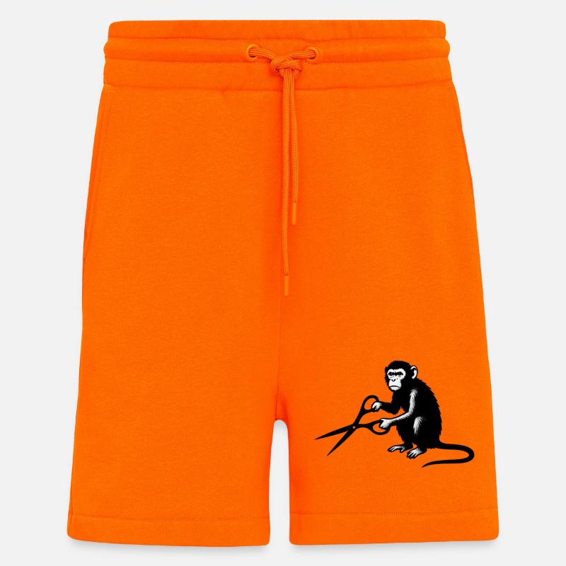 Affe mit Schere Silhouette - Shorts - made by SPREAD - SUNSET ORANGE