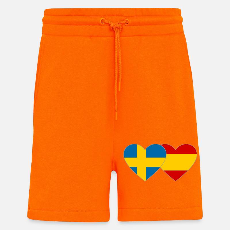 Schweden Spanien Flagge Herz - Shorts - made by SPREAD - SUNSET ORANGE