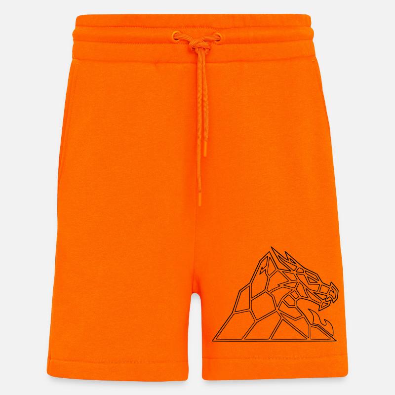 Drachenfels Geometric : Dragon Saga comme vecteur - Short bio décontracté fabriqué en UE - SUNSET ORANGE