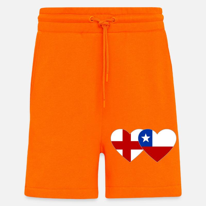 Schweden Chile Flagge Herz - Shorts - made by SPREAD - SUNSET ORANGE