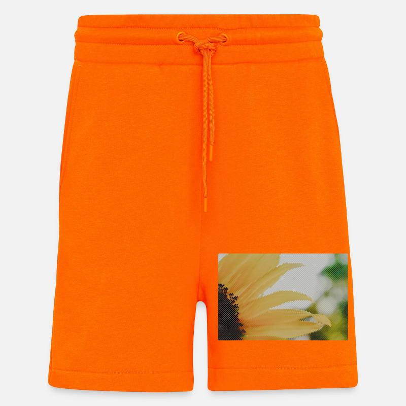 Tournesol Gros plan Jaune Orange - Short bio décontracté fabriqué en UE - SUNSET ORANGE