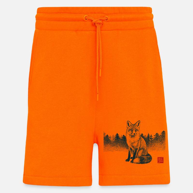 Kitsune Fuchs mit Hanko Stempel - Shorts - made by SPREAD - SUNSET ORANGE