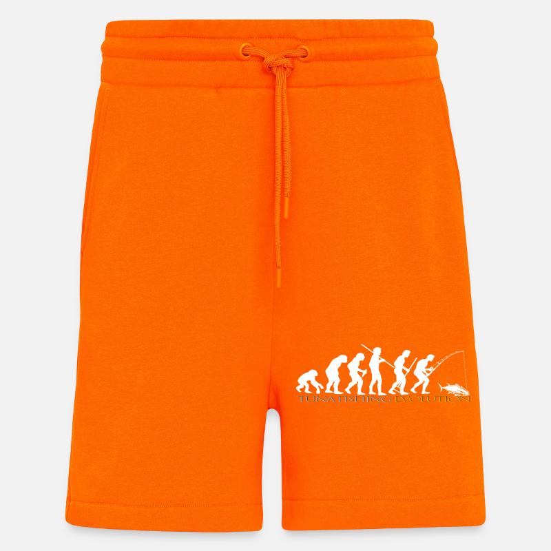 FISHING EVOLUTION (white version) - Shorts - made by SPREAD - SUNSET ORANGE