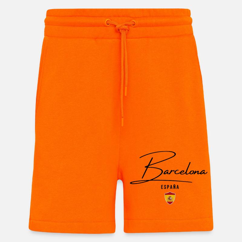 Design élégant Barcelone, j’adore Barcelone - Short bio décontracté fabriqué en UE - SUNSET ORANGE