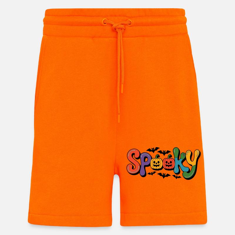 Spooky font with pumpkin faces - Shorts - made by SPREAD - SUNSET ORANGE