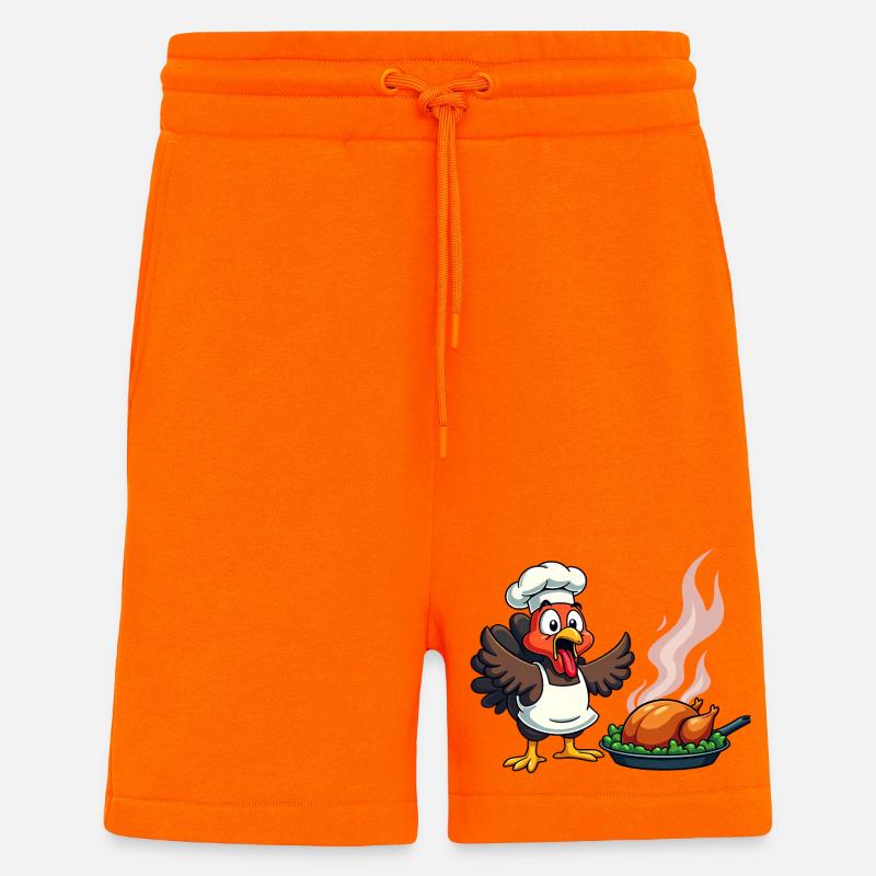 Cuisinier de dinde de Thanksgiving - Short bio décontracté fabriqué en UE - SUNSET ORANGE