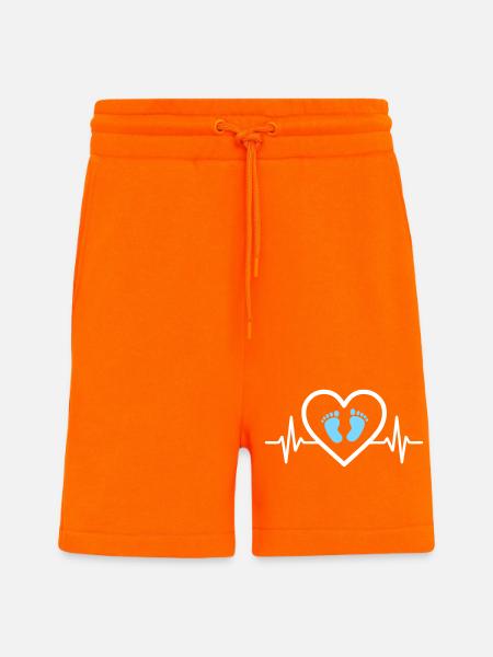 Pregnancy Announcement Heart Blue Footprints Boy - Shorts - made by SPREAD - SUNSET ORANGE