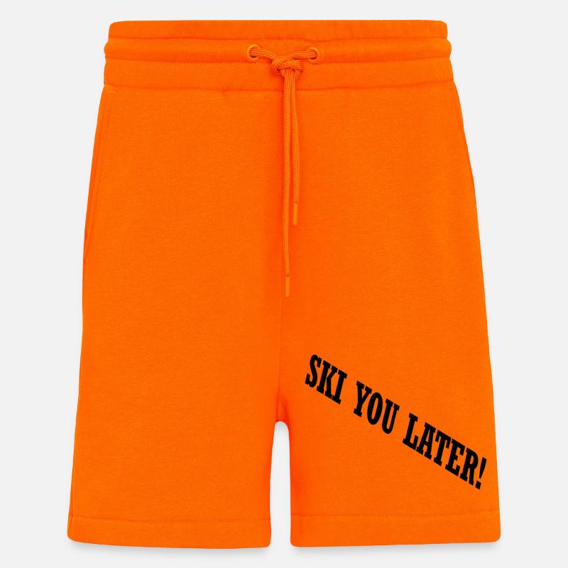 SKI YOU LATER – Drôle de dicton de ski - Short bio décontracté fabriqué en UE - SUNSET ORANGE